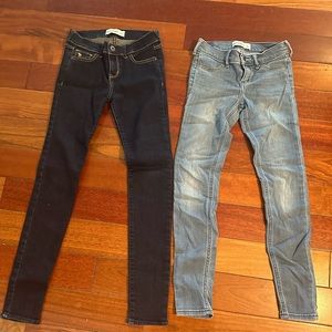 Abercrombie kids jeans size 12 girls one light wash one dark.
